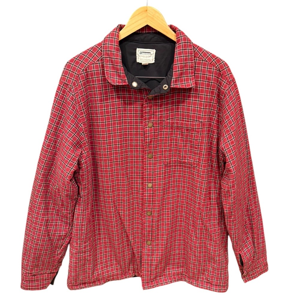 Mountain Warehouse Reversible Quilted Shirt Jacket Mens XL Red Plaid Gorpcore